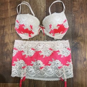 Victoria's Secret Push Up Bra and Garter Thong Set